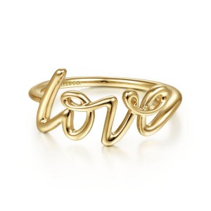 Gabriel & Co 14K Yellow Gold Love Ring Size 6.5