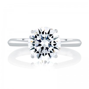 A. Jaffe Platinum Solitaire Semi Mount with 18 Round Brilliant Cut Diamonds 0.07 TCW G-H VS
For 3.00 TCW Round Center Stone