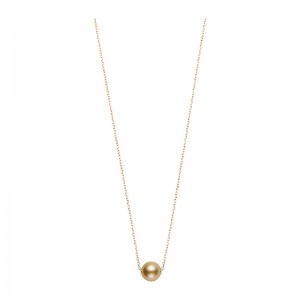 Mikimoto 18K Yellow Gold Golden South Sea Single Pearl Pendant Necklace