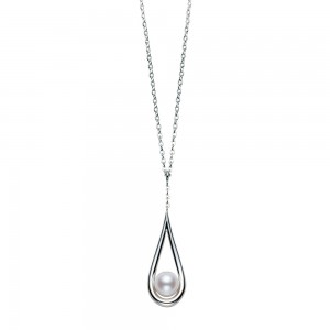 Mikimoto 18K White Gold Necklace with 1 Round Akoya Pearl A+ 6.5mm 18