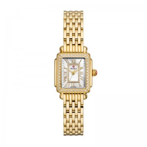 Michele Deco Madison Mini Diamond 18K Gold-Plated Watch
