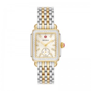 Michele Deco Mid Two-Tone Diamond Stainless Steel Watch