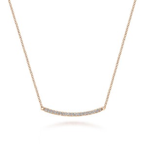Gabriel 14K Rose Gold Diamond Pave Curved Bar Necklace