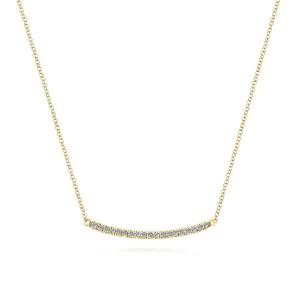 Gabriel & Co. 14K Yellow Gold Classic Diamond Pavé Curved Bar Necklace
