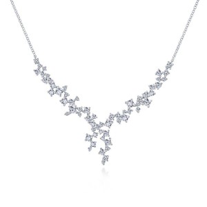Gabriel & Co 18K White Gold Necklace with 60 Round Diamonds 2.35 Tcw H-I SI2