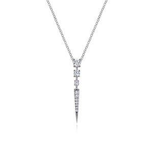Gabriel & Co. 14K White Gold Diamond Spike Pendant with10 Round Diamonds 0.34 Tcw H-I SI2