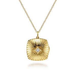 Gabriel & Co. 14K Yellow Gold Treasure Chests Textured Locket Necklace