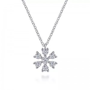 Gabriel & Co. 14K White Gold Lusso Diamond Pendant with 7 Round Diamonds 0.49 Tcw H-I SI2