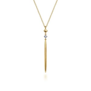Gabriel & Co 14K Yellow Gold Diamond Pendant with 1 Round Diamond .03 Cts H-I SI2