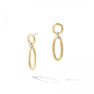 Marco Bicego 18K Yellow Gold Jaipur Link Earrings with Round Diamonds 0.08 Tcw G VS-VVS