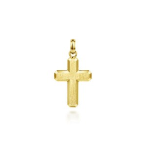 Gabriel & Co. 14K Yellow Gold Brushed Finish Cross Pendant