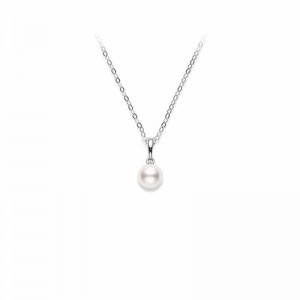 Mikimoto 18K White Gold Akoya Cultured Pearl Pendant Necklace