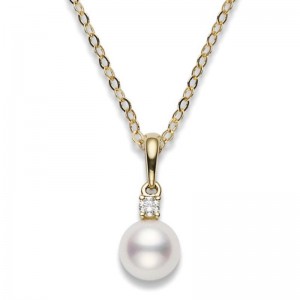 Mikimoto 18K Yellow Gold Everyday Essentials Akoya and Diamond Pendant Necklace