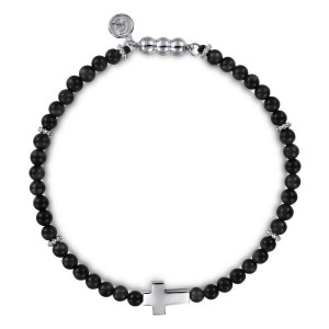 Gabriel & co. Sterling Silver Black Onyx Cross Bracelet  Size 8