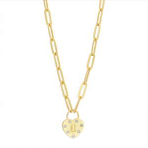 Freida Rothman Sterling Silver Locked In Love Chain Link Necklace