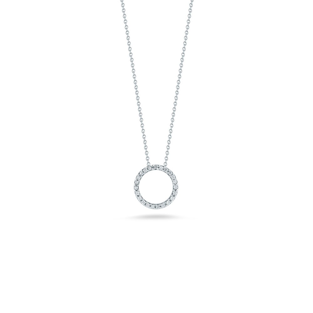Roberto Coin 18K White Gold 11MM Diamond Circle Pendant Necklace