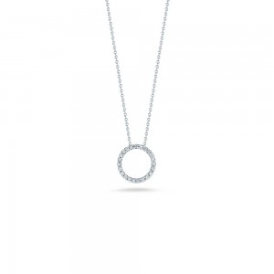 Roberto Coin 18K White Gold 11MM Diamond Circle Pendant Necklace