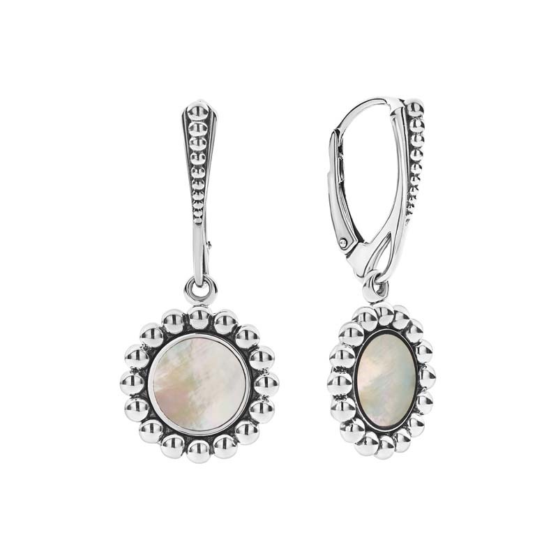Lagos Sterling Silver Maya Circle Drop 36x9mm Earrings
