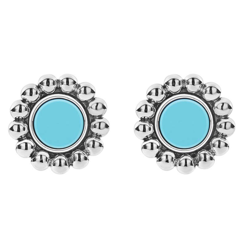 Lagos S/S MAYA BLUE CERAMIC 12MM CIRCLE STUD EARRINGS