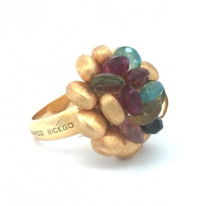 Estate Marco Bicego 18k Yellow Gold Mixed Gemstone Cocktail Ring