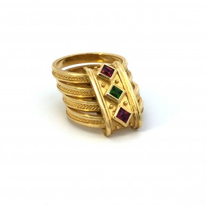 Estate 18K Yellow Gold Seidengang Tourmaline Ring