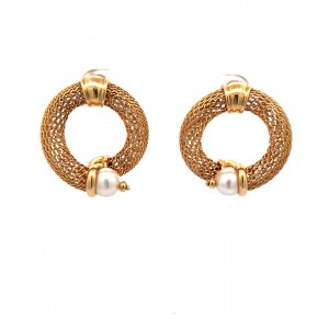 Estate 14K Yellow Gold Pearl Earrings