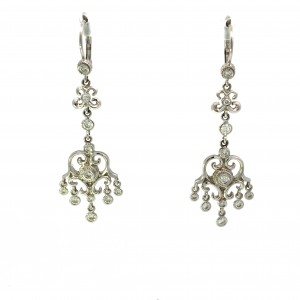 Estate 18K White Gold Penny Preville Dangling Diamond Earrings