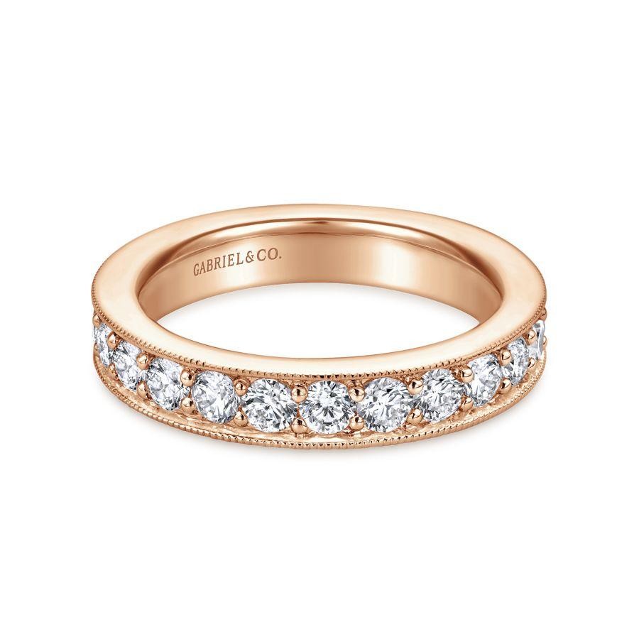 Gabriel & Co. 14K White & Rose Gold Polished Full Anniversary Anniversary Band  With 24 Round Diamonds 1.54 Tcw G-H SI2  Size 6.5