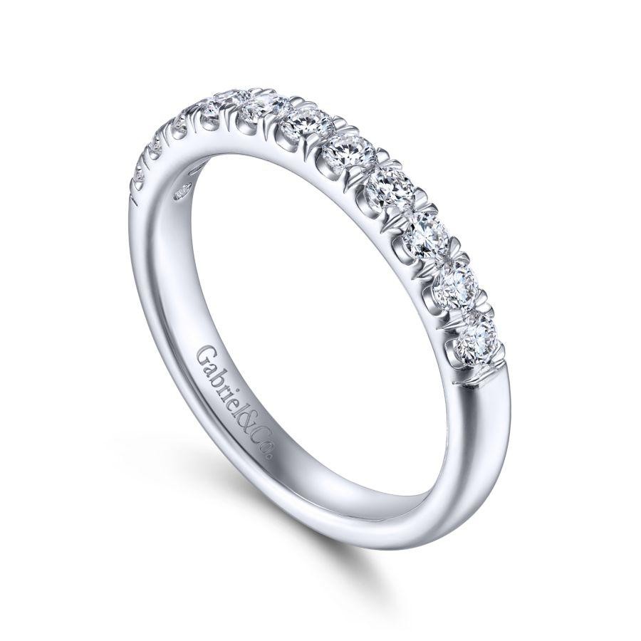 Gabriel & Co. 14K White Gold Diamond Anniversary Band with 11 Round Diamonds 0.48 Ctw G-H SI2