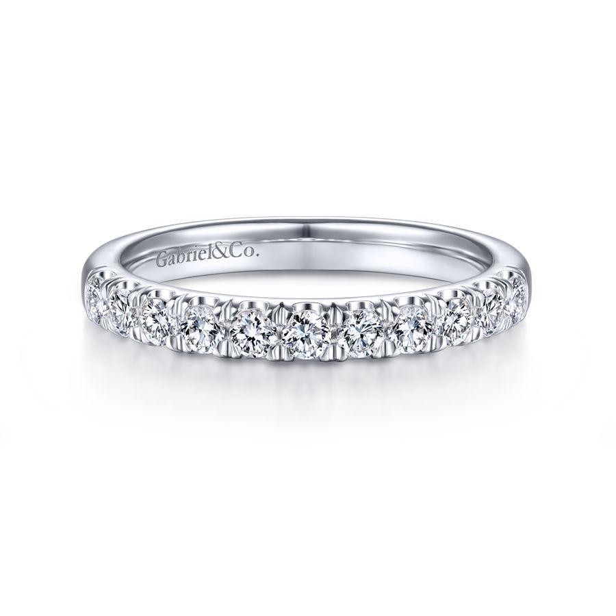 Gabriel & Co. 14K White Gold Diamond Anniversary Band with 11 Round Diamonds 0.48 Ctw G-H SI2