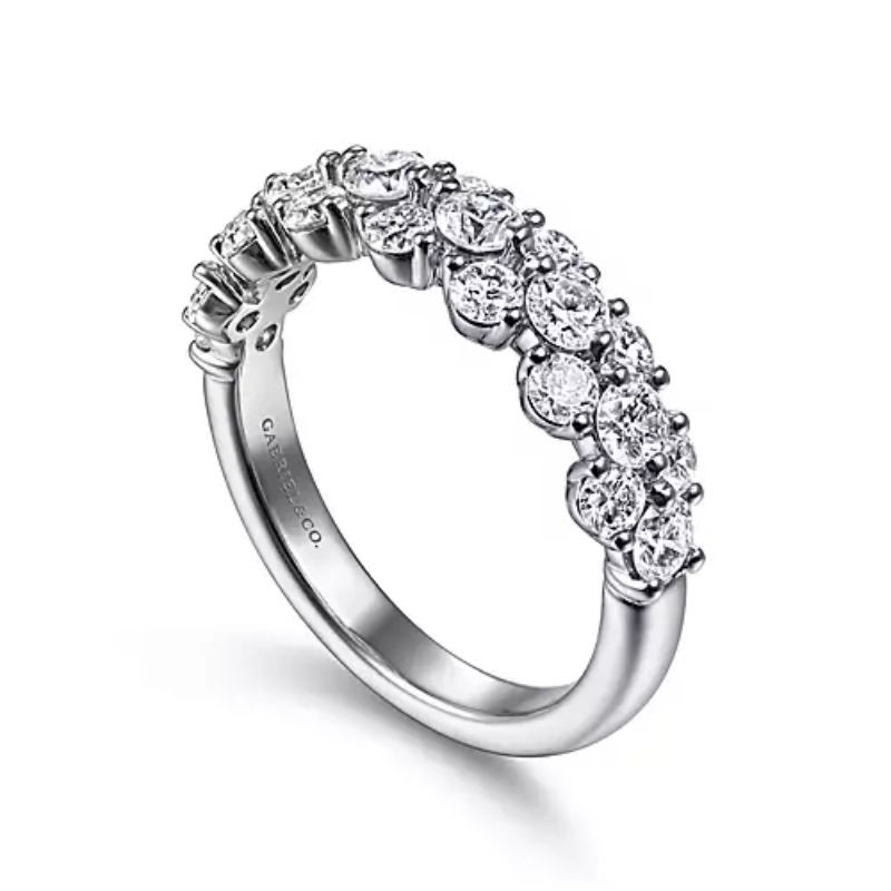 Gabriel & Co. 14K White Gold Anniversary Band with 22 Round Diamonds 1.52 Tcw G-H SI2