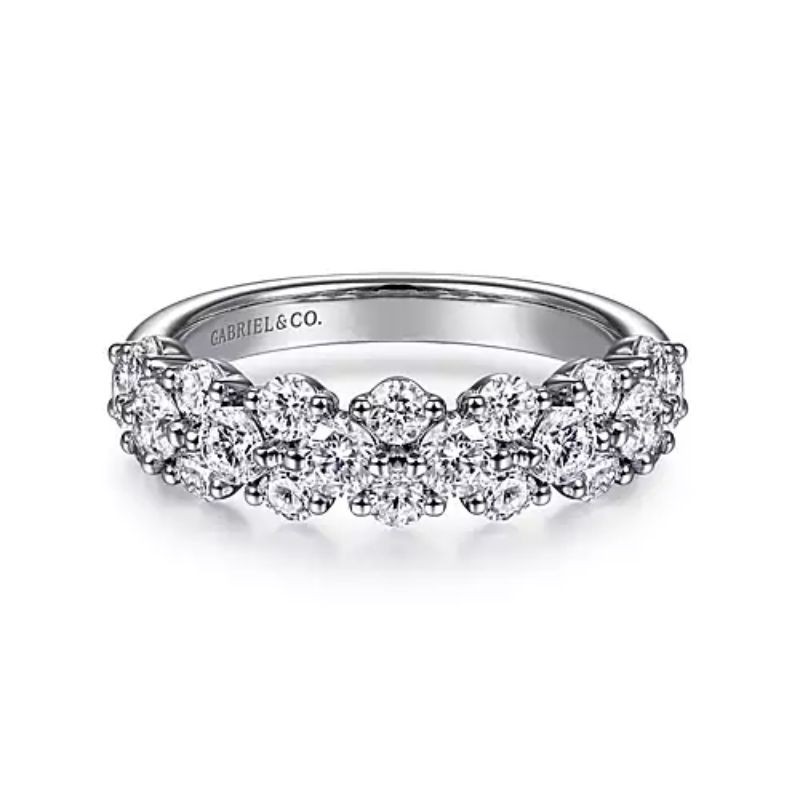 Gabriel & Co. 14K White Gold Anniversary Band with 22 Round Diamonds 1.52 Tcw G-H SI2