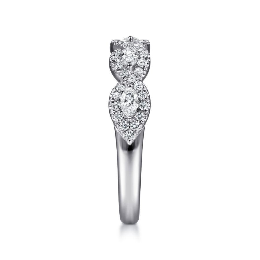 14K WG Marquise Halo Station Diamond Anniversary Band with 61 Round Diamonds 0.50 Tcw G-H VS2-SI2