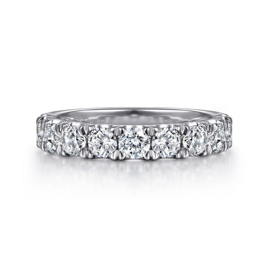 Gabriel & Co. 14K White Gold Anniversary Band with 11 Round Diamonds 1.50 Tcw G-H SI2 Size 6.5