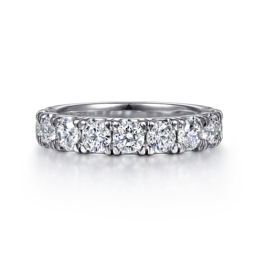 Gabriel & co. 14K White Gold Anniversary Band with 11 Round Diamonds 1.86 Tcw G-H SI   Size 6.5