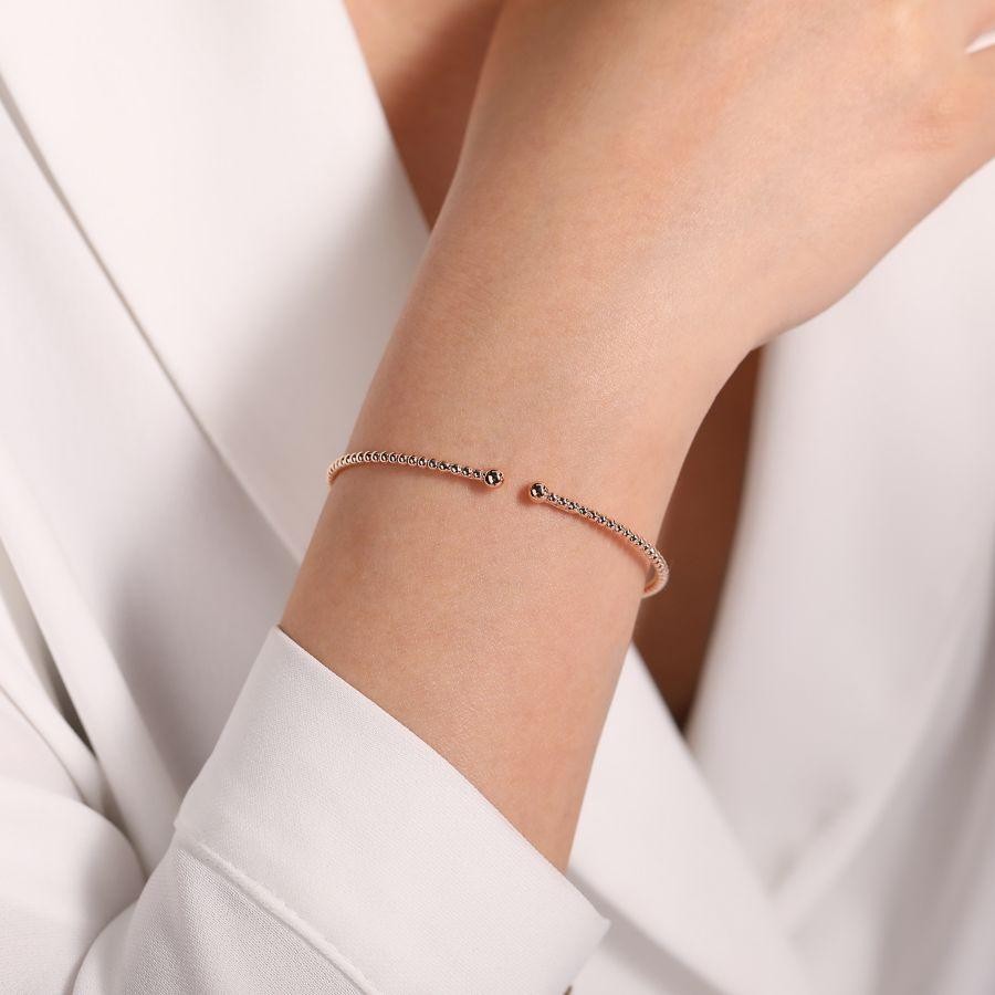 Gabriel & Co. 14K Rose Gold Bujukan Beaded Split Bangle Bracelet