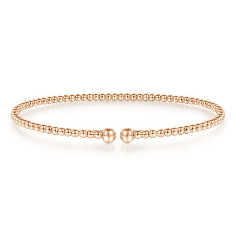 Gabriel & Co. 14K Rose Gold Bujukan Beaded Split Bangle Bracelet