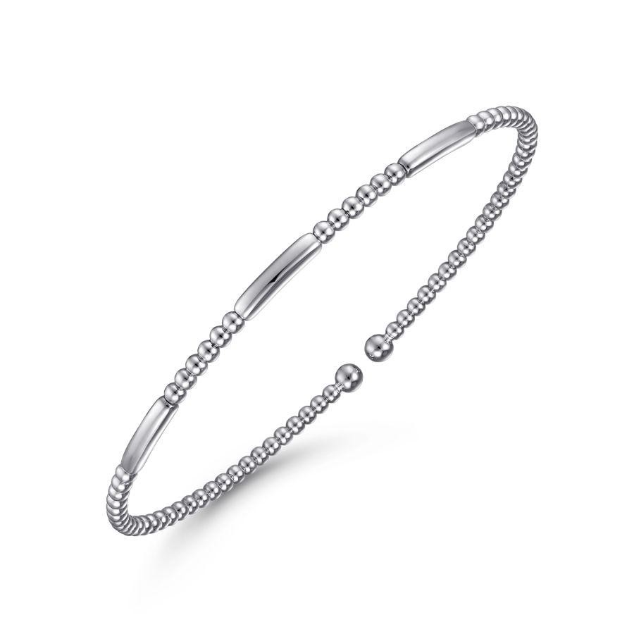 Gabriel & Co. 14K White Gold Bujukan Bead Open Bangle Bracelet