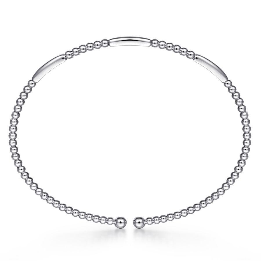 Gabriel & Co. 14K White Gold Bujukan Bead Open Bangle Bracelet