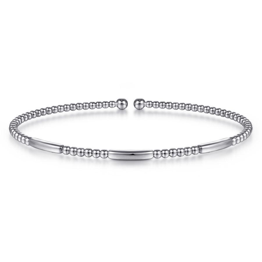 Gabriel & Co. 14K White Gold Bujukan Bead Open Bangle Bracelet