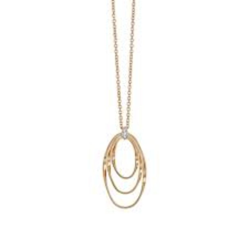 Marco Bicego 18K Yellow and White Gold Marrakech Onde Collection Diamond Concentric Small Pendant Necklace