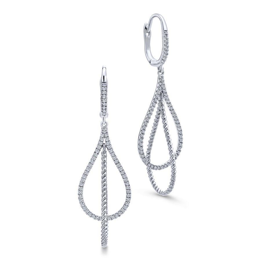 Gabriel & Co. 14K White Gold Hampton Layered Open Teardrop Diamond Drop Earrings