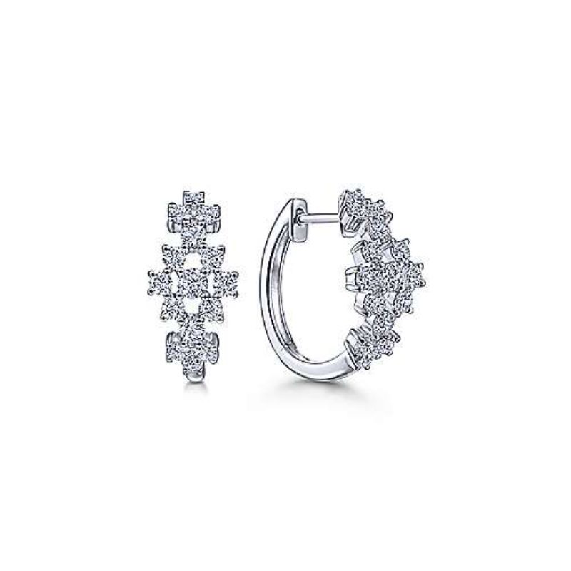 Gabriel & Co. 14K White Gold Lusso 15mm Diamond Huggies Earrings