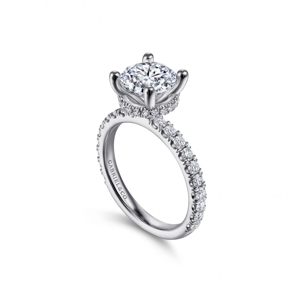 Gabriel & Co. 14K White Gold Classic Hidden Halo Round Diamond Semi Mount