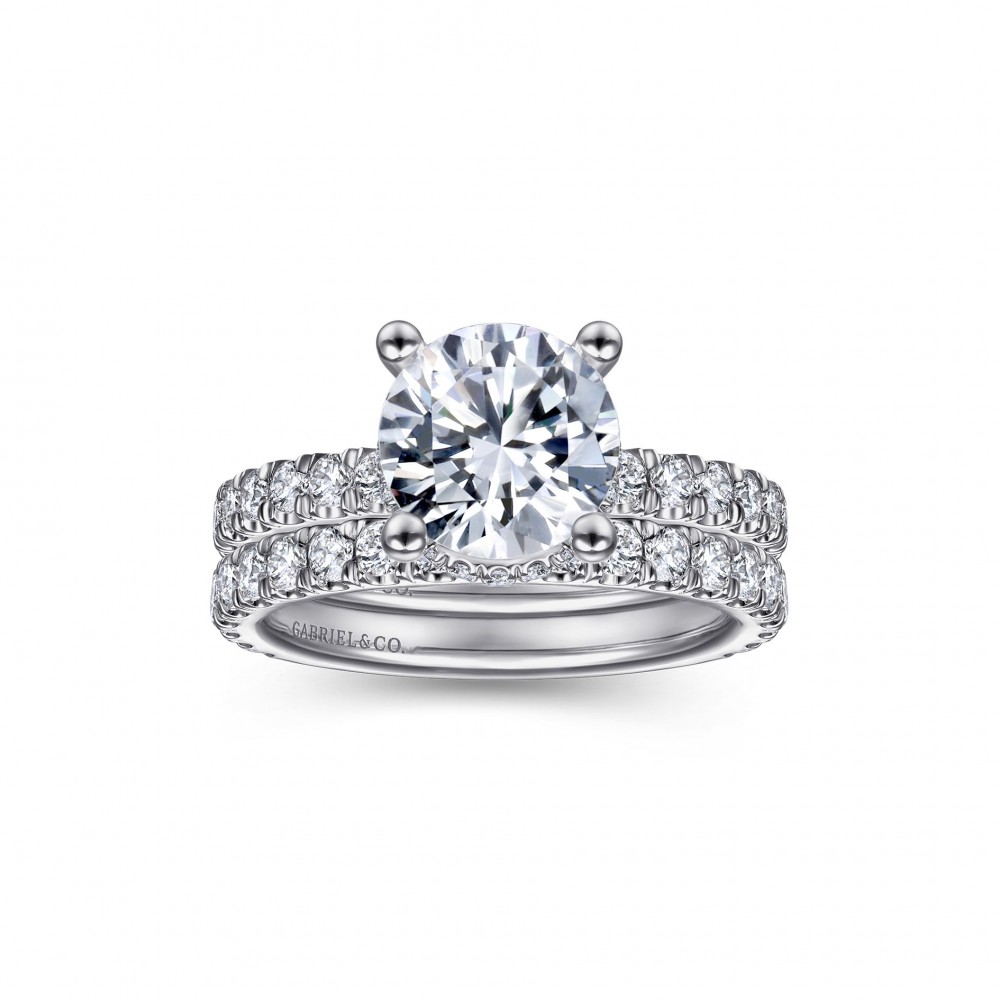 Gabriel & Co. 14K White Gold Classic Hidden Halo Round Diamond Semi Mount