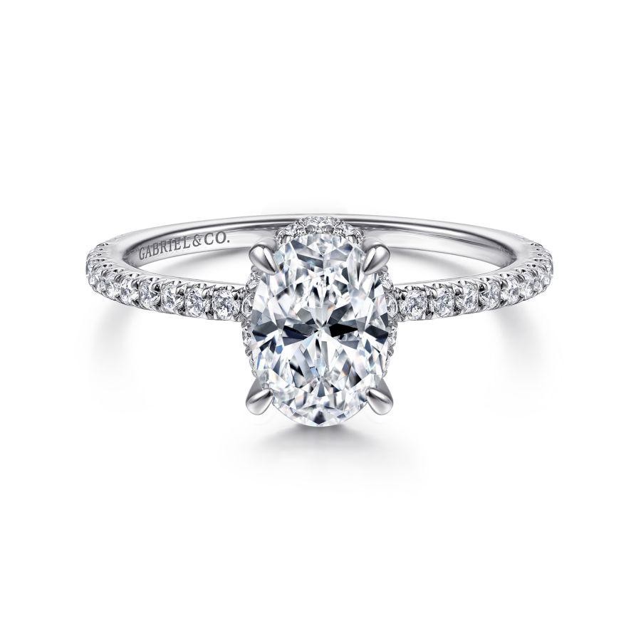 Gabriel & Co. 14K White Gold Classic Semi Mount with 38 Round Diamonds 0.28 Tcw G-H SI2