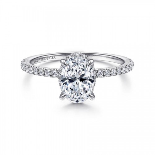 Gabriel & Co. 14K White Gold Classic Semi Mount with 38 Round Diamonds 0.28 Tcw G-H SI2