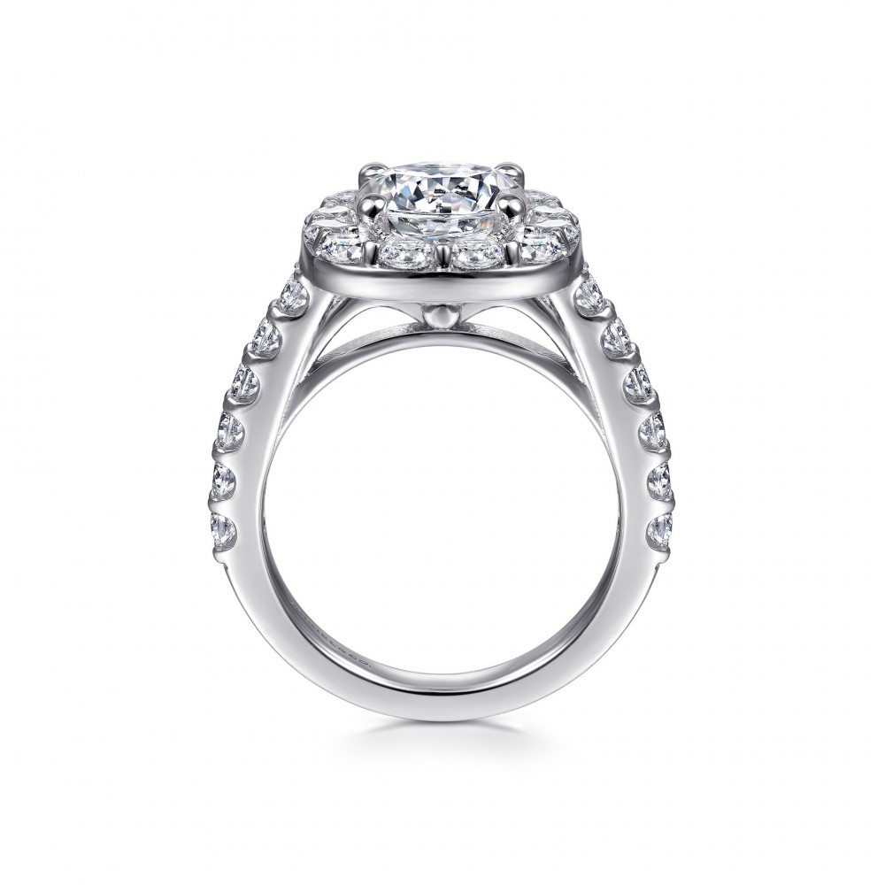 Gabriel & Co 14K White Gold Semi Mount with 24 Round Diamonds 1.37 Tcw G-H SI2   Size 6.5