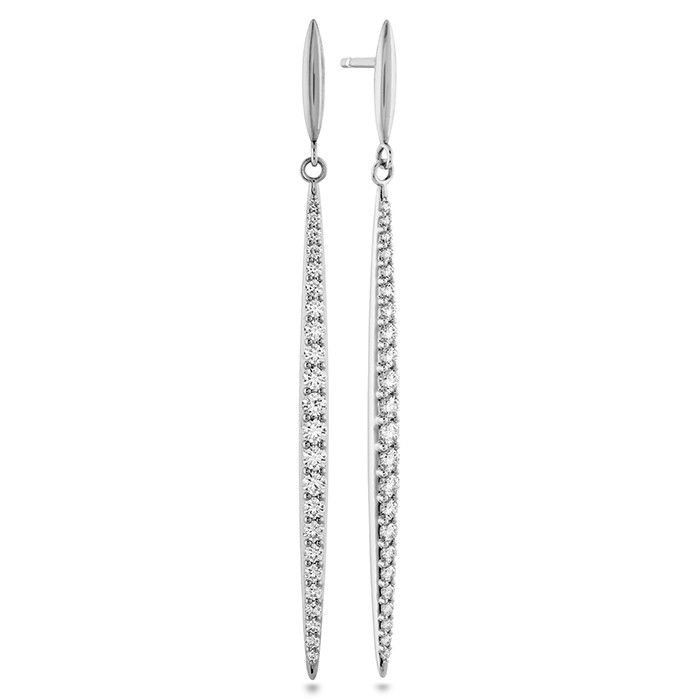 Hearts on Fire 18K White Gold Classic Stilletos Earrings with 46 Round Diamonds 0.86 Tcw G-H VS-SI
