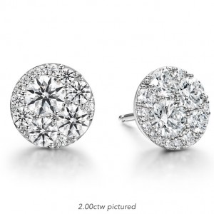 Hearts on Fire 18K White Gold Tessa Diamond Circle Earrings with 20 Round Diamonds 0.34 Cts. G-H VS-SI